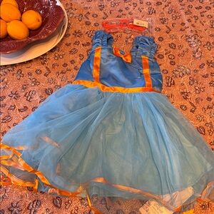 Blippi Inspired Tutu Dress Costume – Size 110 (2T–3T?) 💙🧡 ibtom and glasses